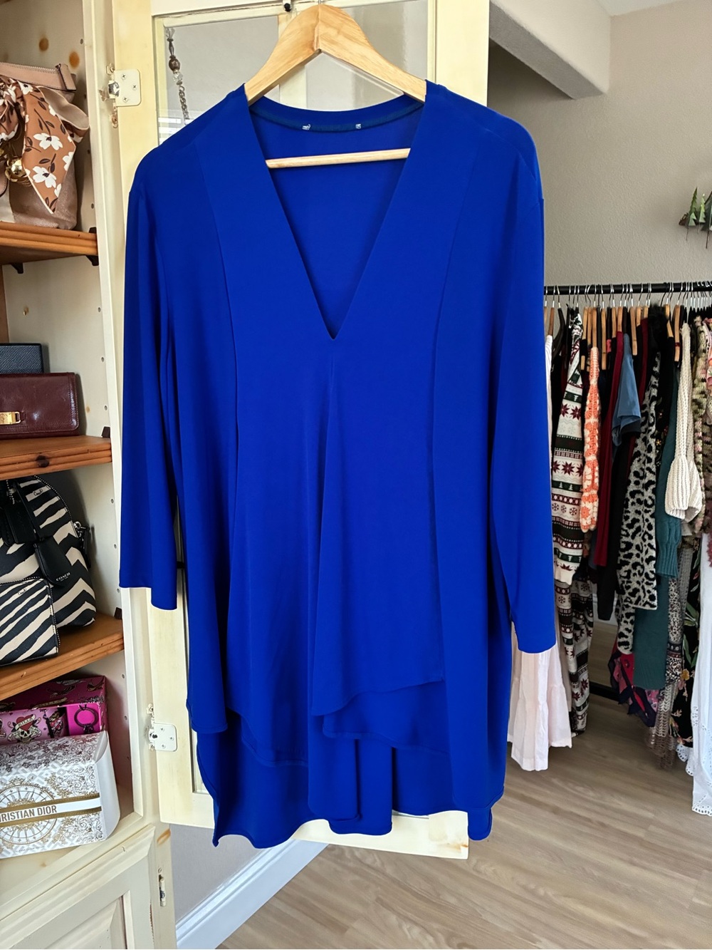 Joseph Ribkoff Royal Blue V-Neck Layered Tunic